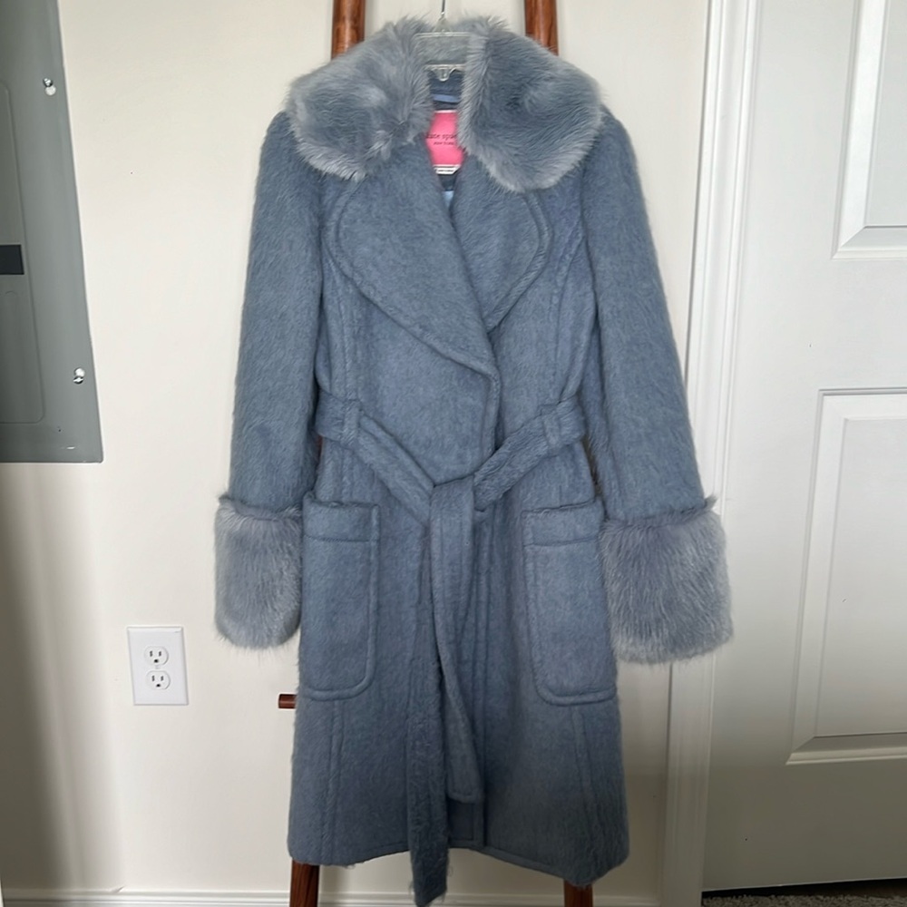 Kate Spade New York Faux Fur Trimmed Belted Coat